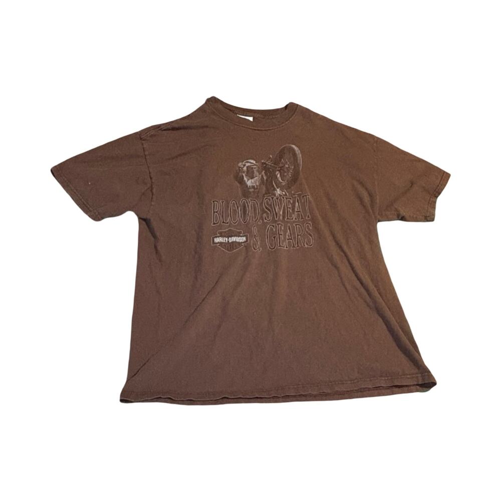 Vintage Harley Davidson Capital City T-Shirt Brown Blood Sweat Gears - Men’s XL
